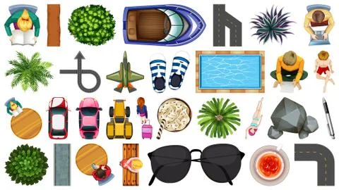 Set of aerial element house decorations isolated Ilustração Stock