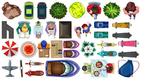 Set of aerial element park decorations isolated Ilustração Stock
