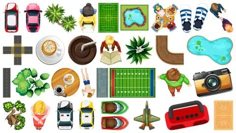 Set of aerial element park decorations isolated Ilustração Stock