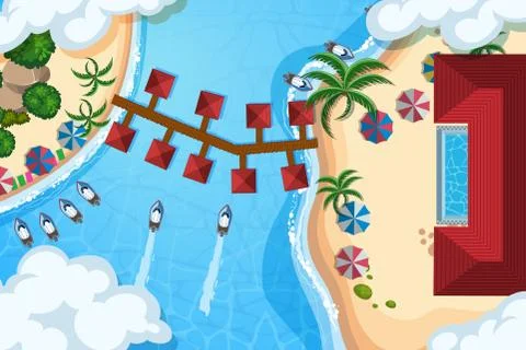 Set of aerial view scenes Stock Illustration