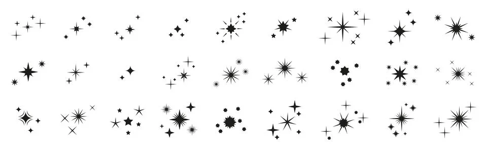 Set of aesthetic y2k star elements compositions. Stock Illustration