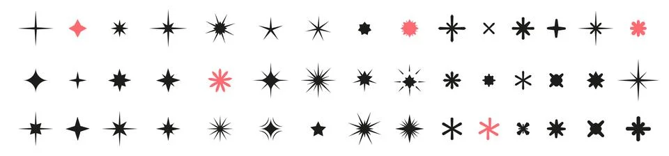 Set of aesthetic y2k star elements Stock Illustration