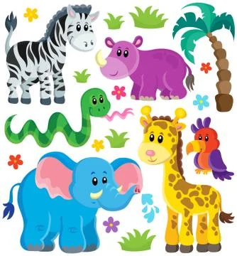 Set of African animals - eps10 vector illustration. Stockillustratie