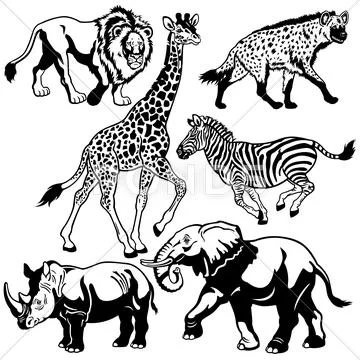 Set with african animals Stock Illustration