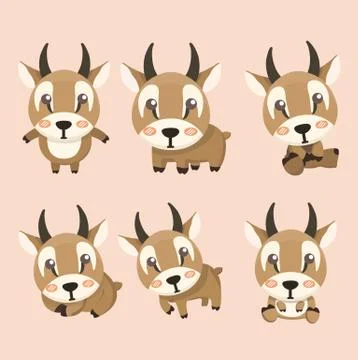 A set of african antelope. Stock Illustration