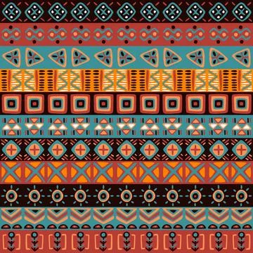 Set of African border set collection, Seamless ethnic and tribal pattern. H.. Illustrazione stock