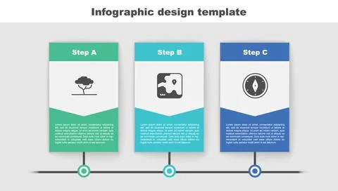 Set African tree, safari map and Compass. Business infographic template. Vector Stock Illustration