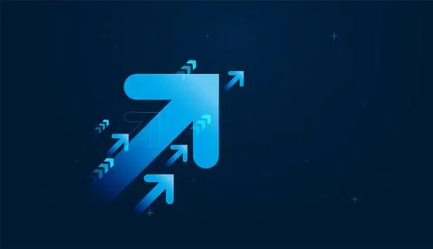 Set against a dark cyan grid background, multiple rising Arrows represent a.. Stockillustratie