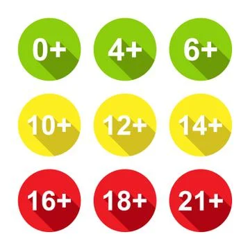 Set of age limits for websites and apps, simple design Ilustración de archivo