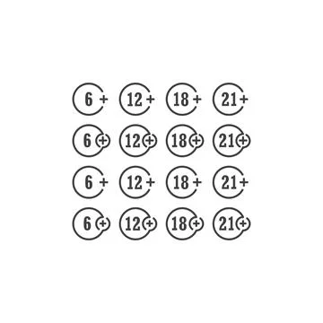 Set of age restriction, age limit warning. Vector icon template Stock Illustration