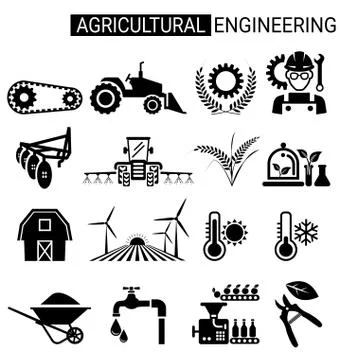 Set of agricultural engineering icon design for agriculture Stock Illustration