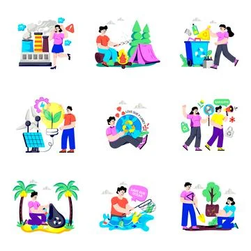 Set of Agriculture Flat Illustrations Stock Illustration