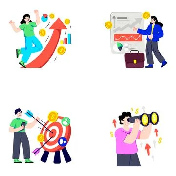 Set of Ai and Development Flat Illustrations Stock Illustration