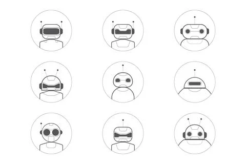 Set of Ai artificial intelligence technology hi tech business icon. 库存插图