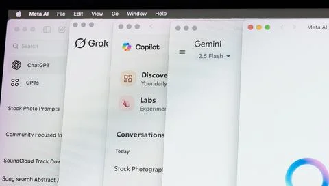 Set of  AI assistants on computer Stock Photos