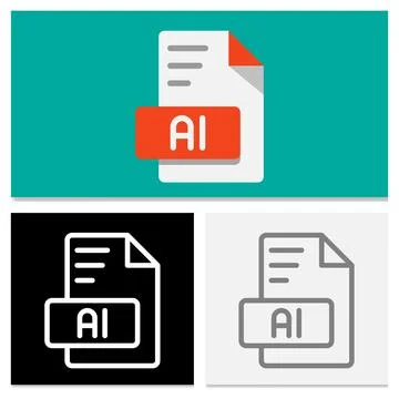 Set ai document file format icon 스톡 일러스트