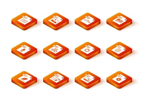 Set AI file document, M3U, OGG, 3DS, GIF, RAW, DLL and HTML icon. Vector 스톡 일러스트