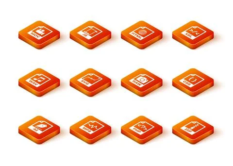 Set AI file document, MP3, WAV, SVG, PHP and RAW icon. Vector Stock Illustration