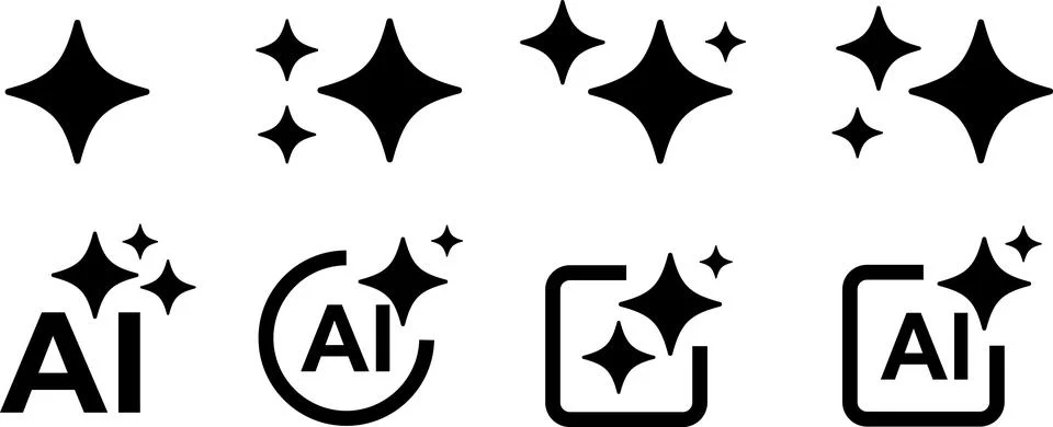 Set of AI generate icon. Artificial intelligence technology machine symbol 스톡 일러스트
