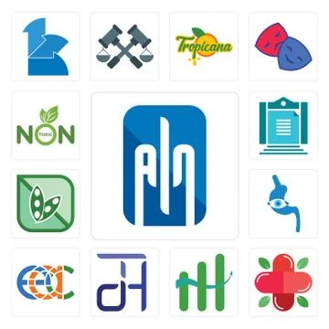 Set of ain, farmacy, continuous improvement, dth, eac, endoscope, soy free, a Selección de ilustraciones gratis