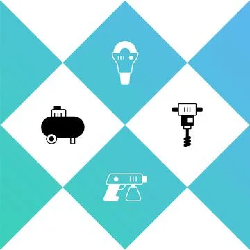 Set Air compressor, Paint spray gun, Angle grinder and Electrical hand concrete 스톡 일러스트