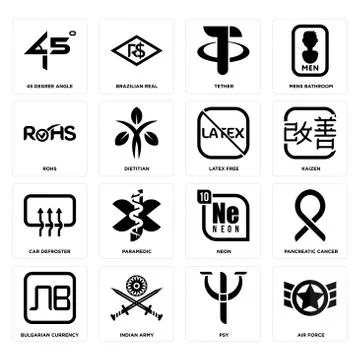 Set of air force, psy, bulgarian currency, neon, car defroster, latex free, r Free Stock Illustration