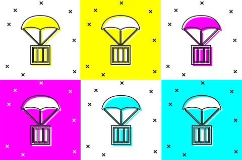 Set Airdrop box icon isolated on color background. Vector Stock Illustration