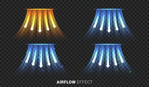 Set of airflow effects for ac Stock Illustration