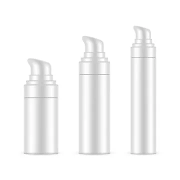 Set of Airless Pump Bottles, Isolated on White Background Stock Illustration