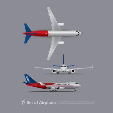 Set of Airplane Isolated Vector Illustration Stock Illustration