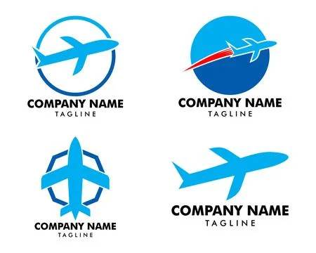 Set of Airplane Logo Template Design Vector Stock Illustration
