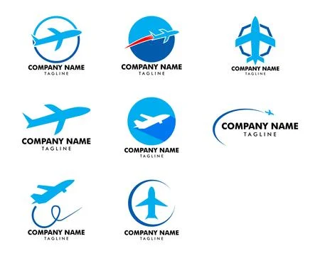 Set of Airplane Logo Template Design Vector Stock Illustration