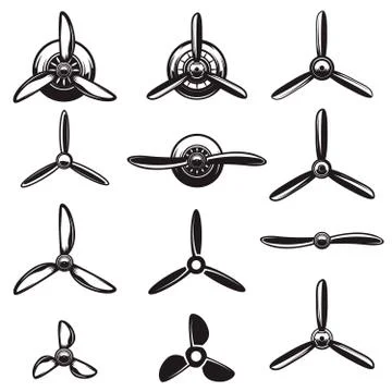Set of the airplane propellers. Design elements for logo, label, Stock Illustration