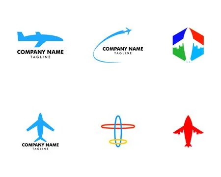 Set of Airplane Vector Illustration Design Symbol Logo Template Stock Illustration