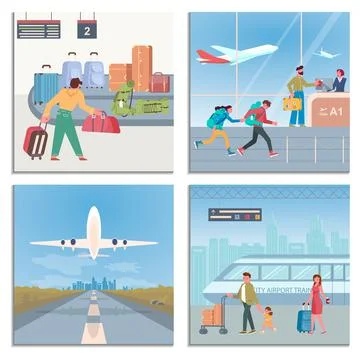 Set of Airport Banners Stock Illustration