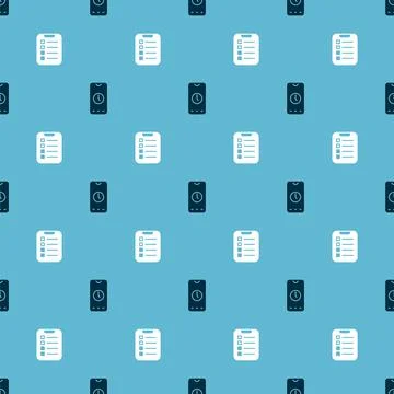Set Alarm clock app mobile and To do list or planning on seamless pattern Illustrazione stock
