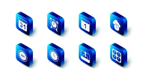 Set Alarm clock, Calendar, Clock, Time zone clocks, Sunrise, Morning time a.. イラスト素材