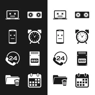Set Alarm clock, Dead mobile, laptop, Stereo speaker, Telephone 24 hours su.. イラスト素材