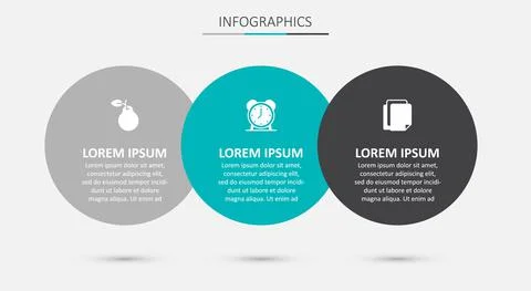 Set Alarm clock, Pear and File document. Business infographic template. Vector Illustrazione stock