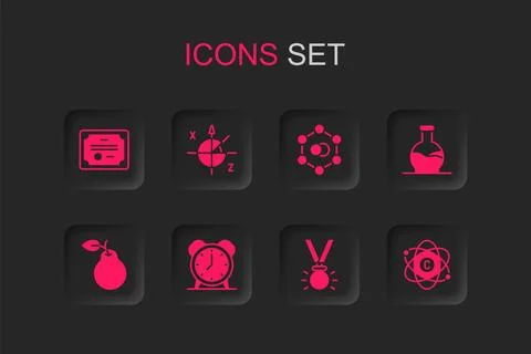 Set Alarm clock, Trigonometric circle, Certificate template, Medal, Test tu.. 库存插图