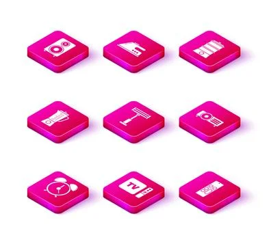 Set Alarm clock TV box receiver and player with remote controller Blender Ele Stock Illustration