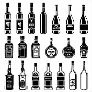 Set of alcohol bottles Stock Illustration