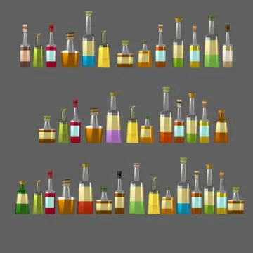 Set of alcohol bottles Stock Illustration