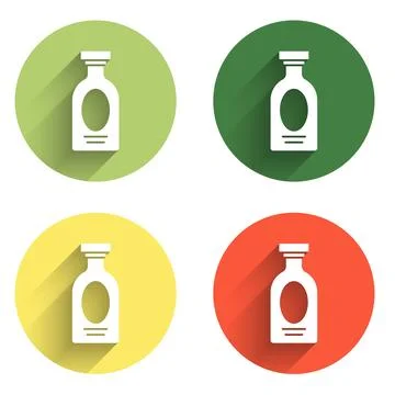 Set Alcohol drink Rum bottle icon isolated with long shadow background. Col.. Stock Illustration