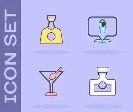 Set Alcohol drink Rum, Tequila bottle, Martini glass and or beer bar locati.. Stock Illustration