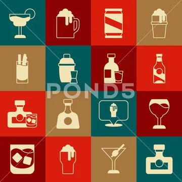 Types Of Bar Glasses Set Of Alcohol Glassware Stock Illustration