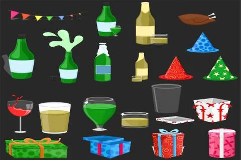 A set of alcoholic beverages Illustrazione stock