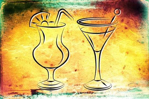 Set of alcoholic cocktails illustration Stock Illustration