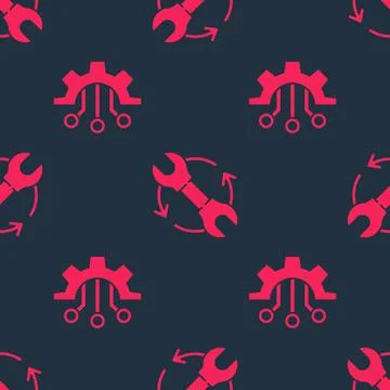 Set Algorithm and Wrench and arrows as workflow on seamless pattern. Vector 스톡 일러스트