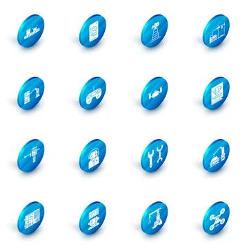 Set Algorithm, Antenna, 3D printer, Industrial machine robotic robot arm hand Stock Illustration